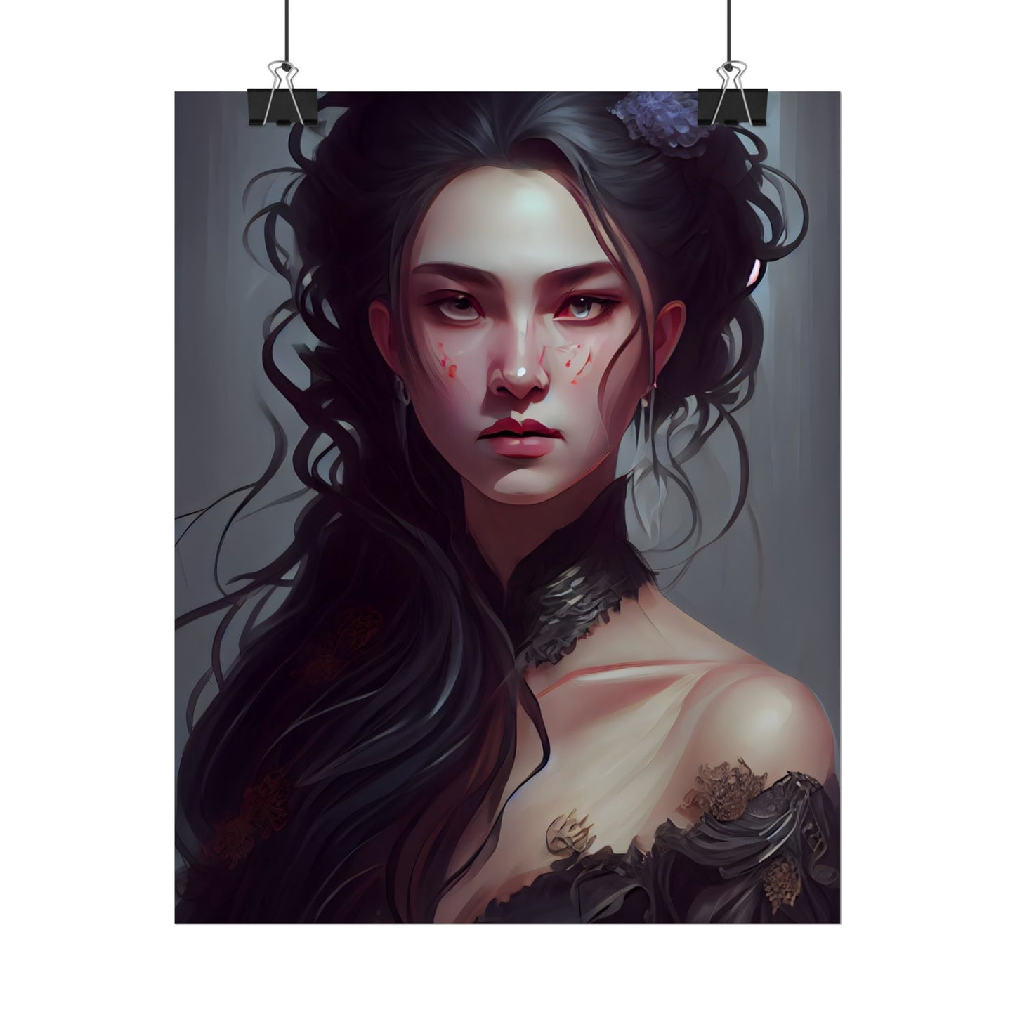 Astonishing Female Portrait: Dr. Black Hair Elegance - Poster