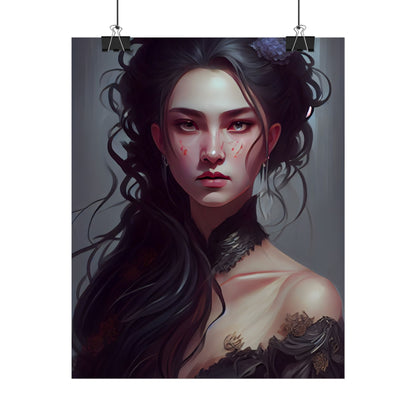 Astonishing Female Portrait: Dr. Black Hair Elegance - Poster