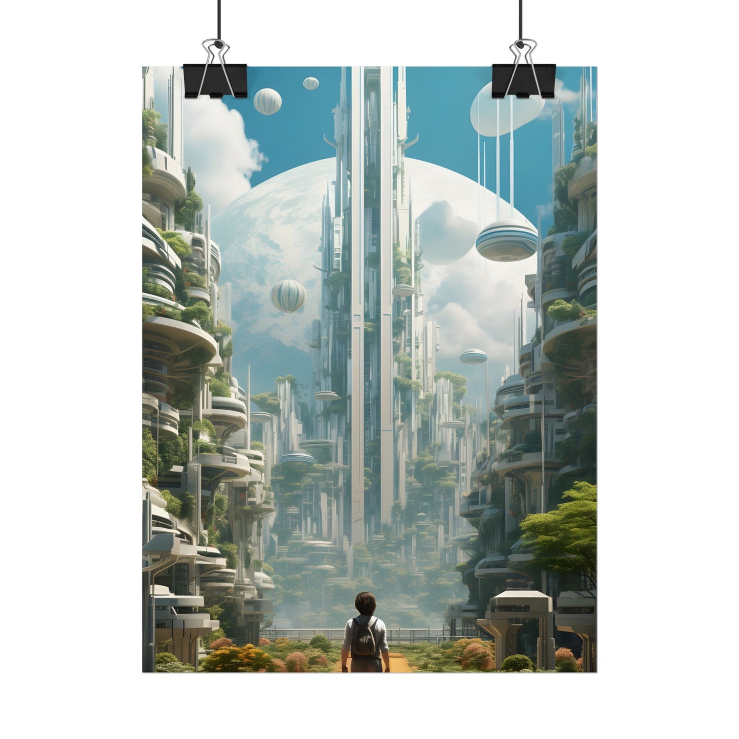 Dystopian Utopia: Futuristic Cityscape Under Oppression - Poster