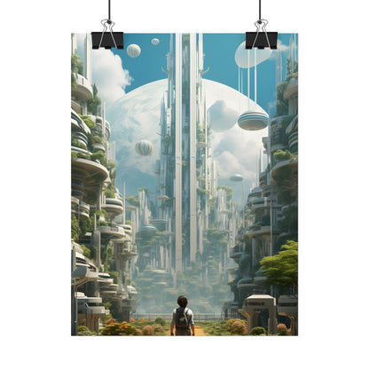 Dystopian Utopia: Futuristic Cityscape Under Oppression - Poster