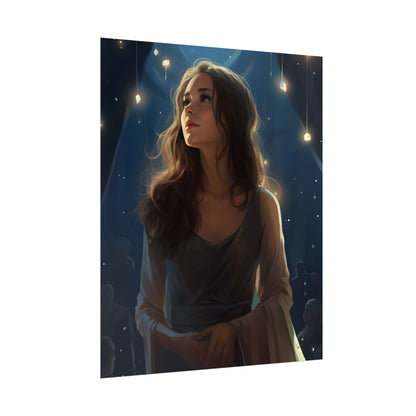 Contemplative Moment: A Person in Reflection - Dark Colored Portrait - Poster