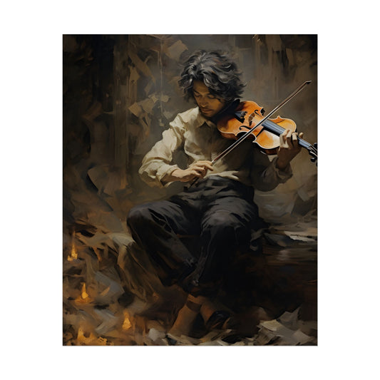 Mysterious Musician Portrait: Classical Instrumental Artwork - Poster