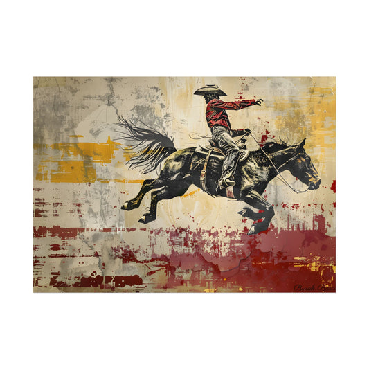 Retro Rodeo Cowboy: Dynamic Bronc Ride - Poster