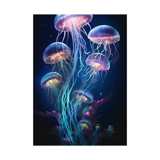 Bioluminescent Oceanic Ballet: Underwater Dance Art - Poster
