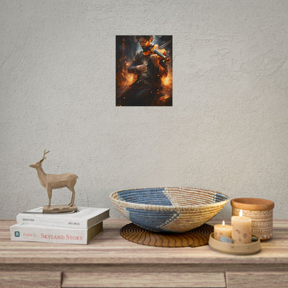 The Mysterious Musician: Close-Up Portrait with Violin - Poster