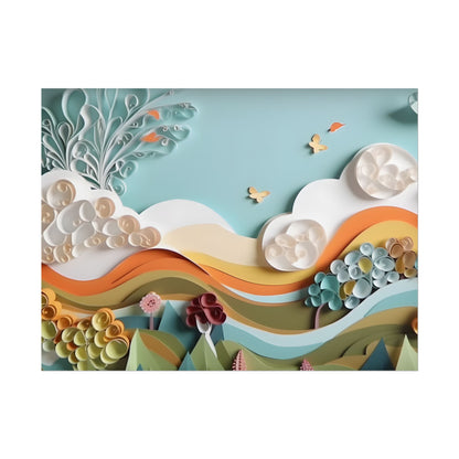 Peaceful Beach Serenade: Paper Quilling Art - Poster