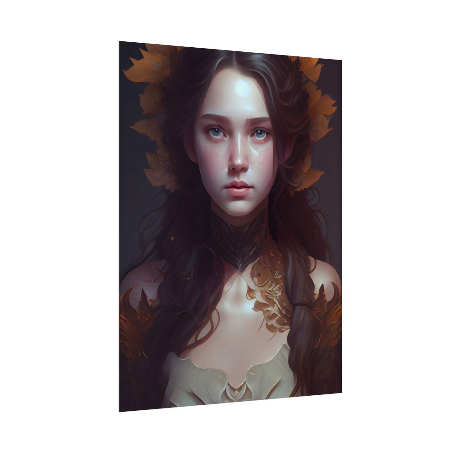 Brown Hair Female Portrait: Artistic Style Digital Art - Poster