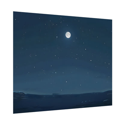 Starry Night Sky: Minimalist Beauty in Blue - Poster