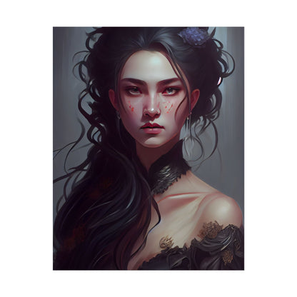 Astonishing Female Portrait: Dr. Black Hair Elegance - Poster