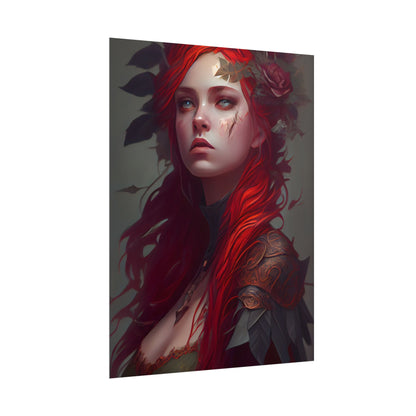 Intimate Red Hair Portrait: Artistic Female Figure in Black Dress - Poster