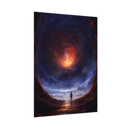Mysterious Black Hole Cosmos: Space Art with Planetary Orbits - Poster