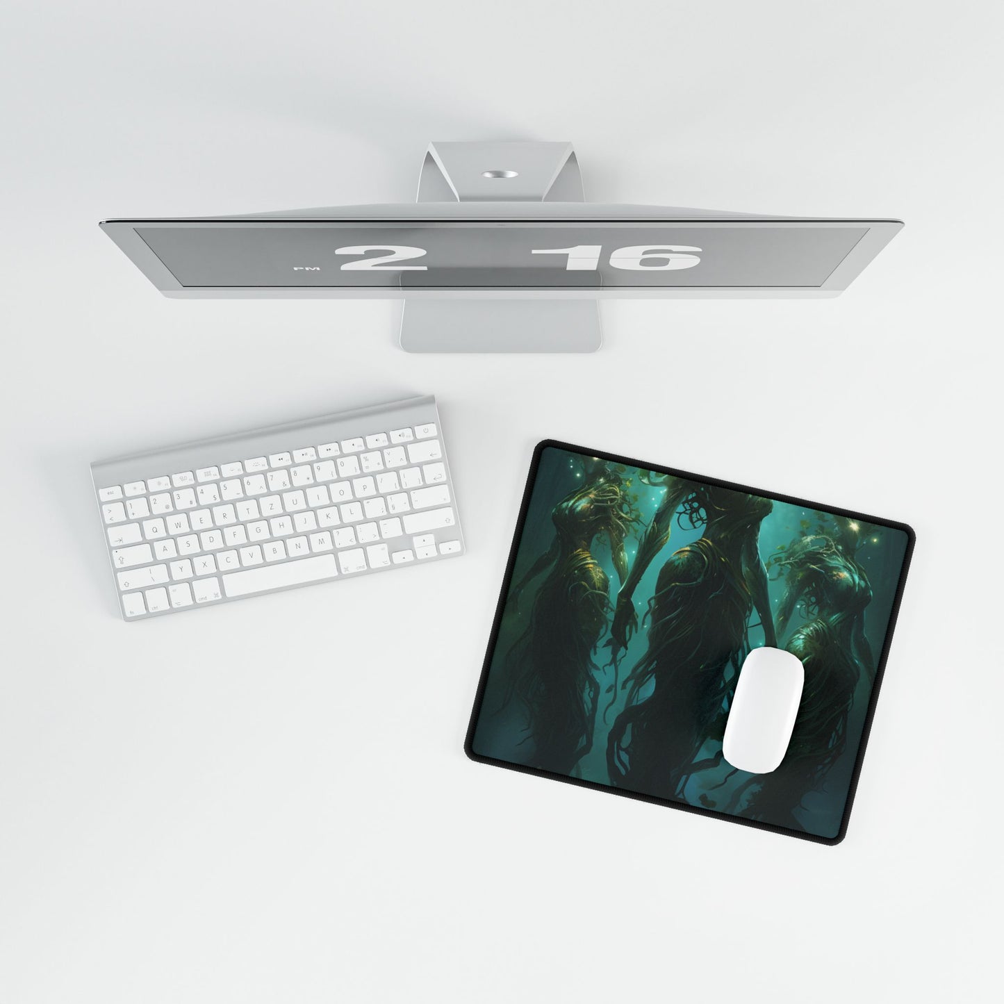 Mystical Forest Ancient Tree: Serene Nature Art - Desk Mat