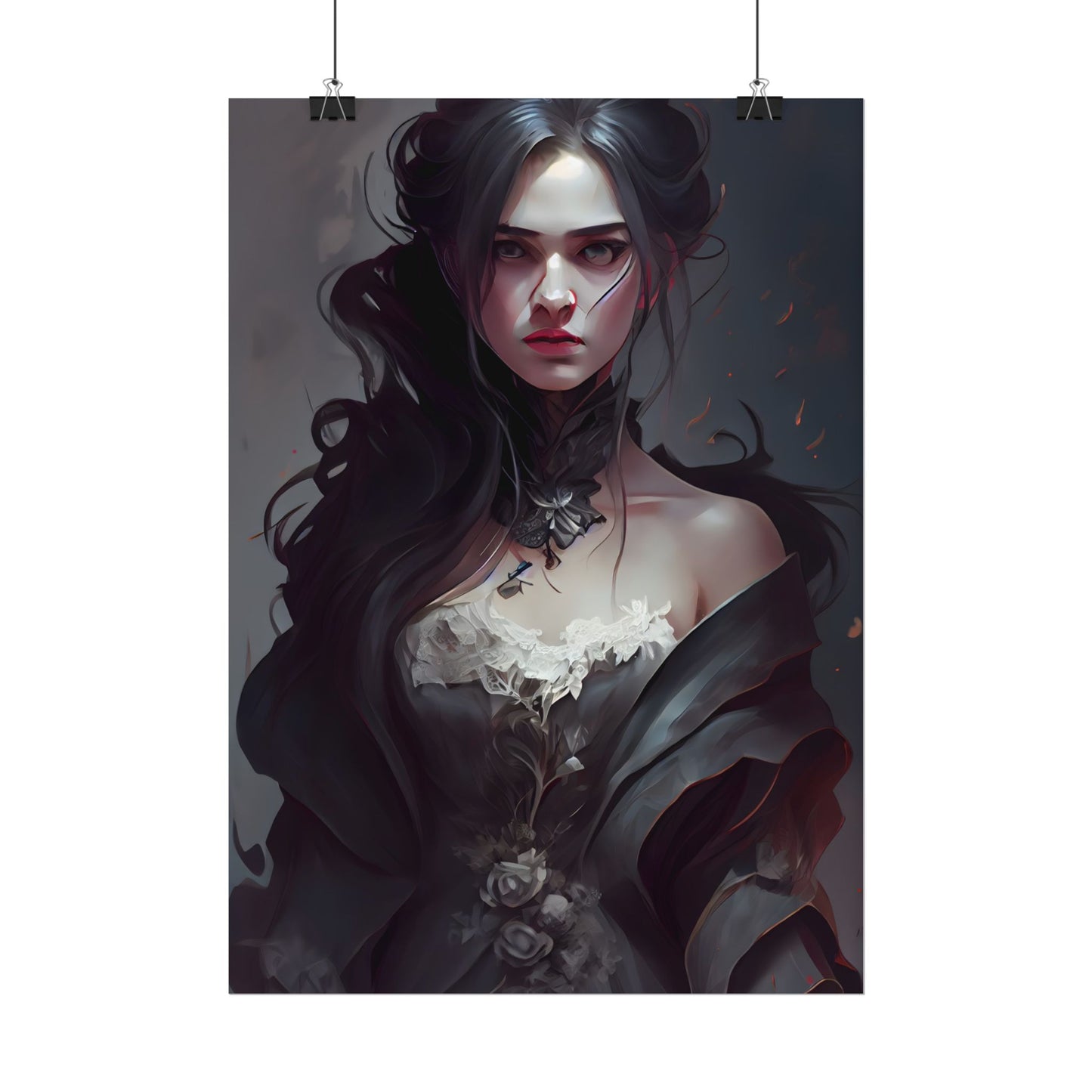 Black Haired Female Portrait: Elegant Outdoor Beauty - Poster