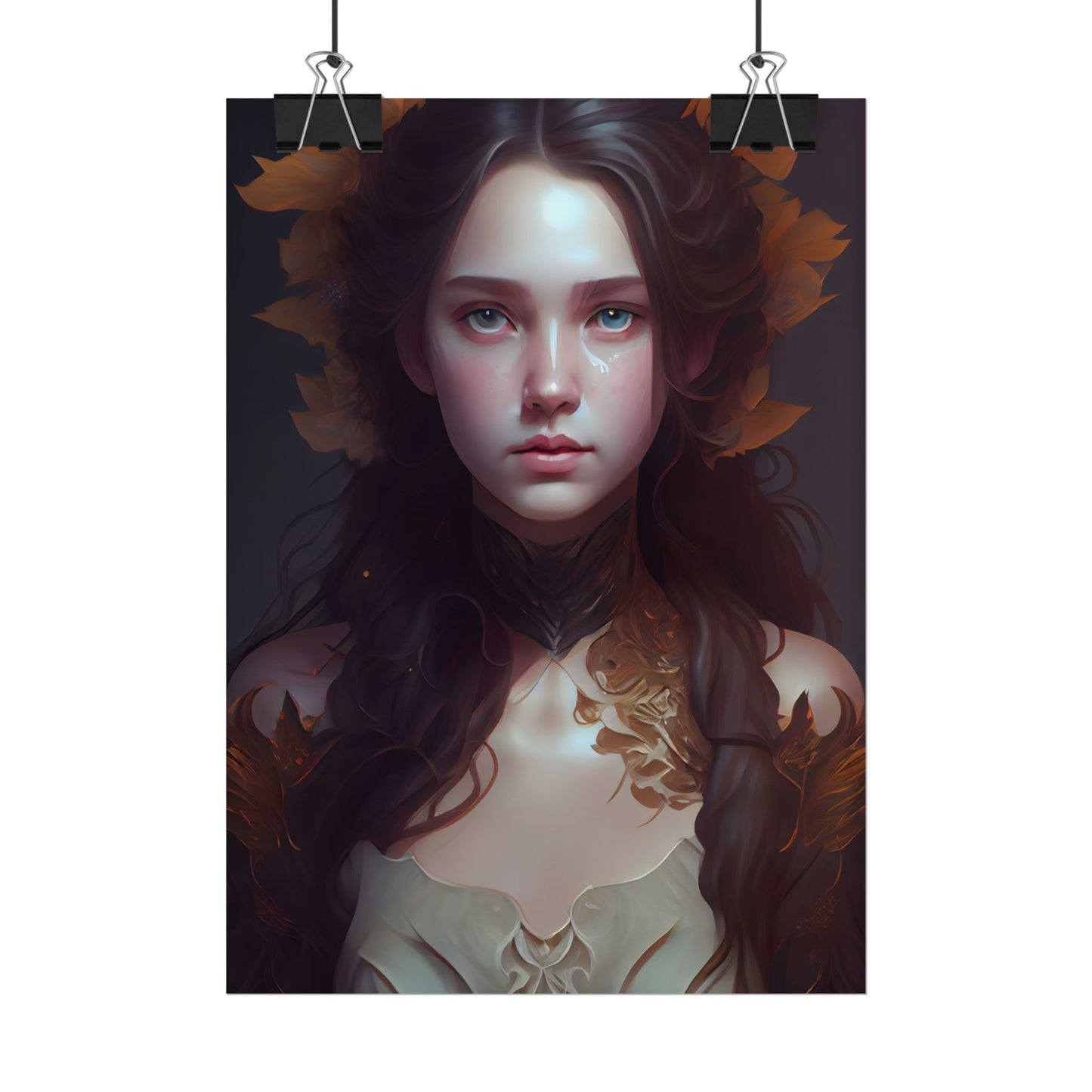 Brown Hair Female Portrait: Artistic Style Digital Art - Poster