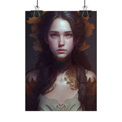Brown Hair Female Portrait: Artistic Style Digital Art - Poster