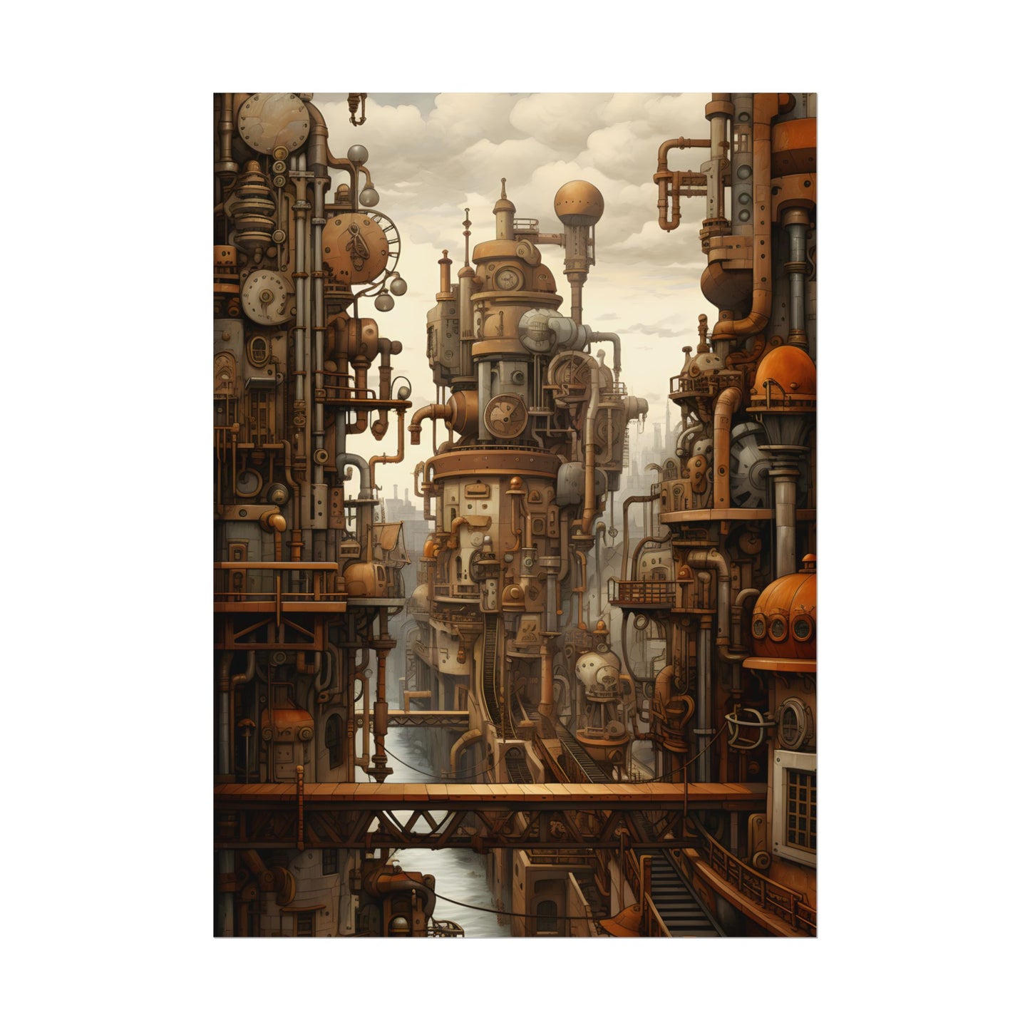 Steampunk Cityscape: Vintage Parisian Dreamscape - Poster