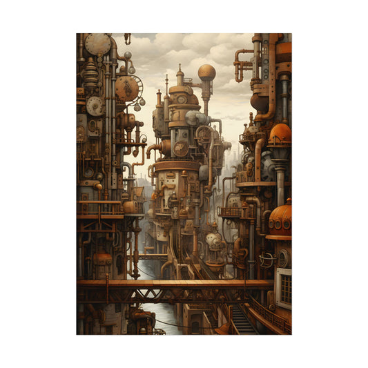 Steampunk Cityscape: Vintage Parisian Dreamscape - Poster