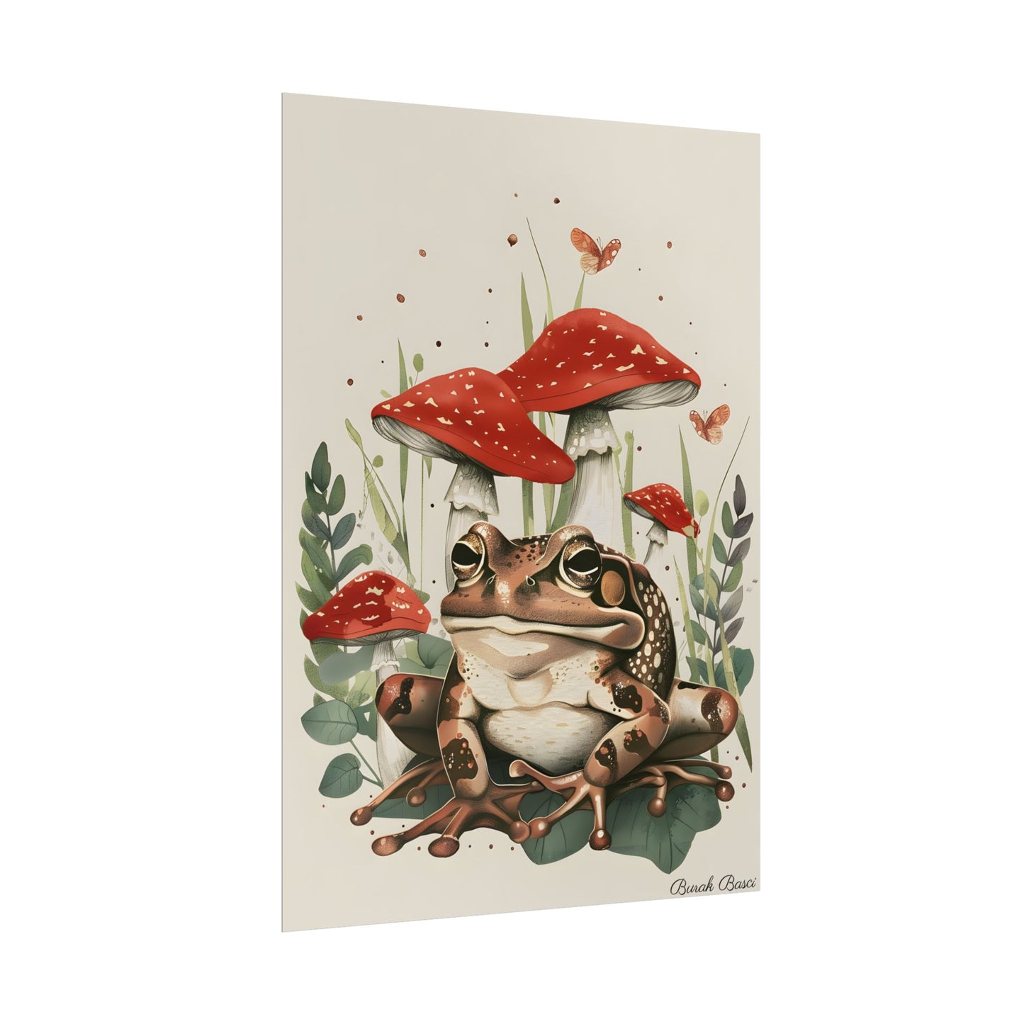 Retro Frog Smile: Colorful Mushroom Friends - Poster