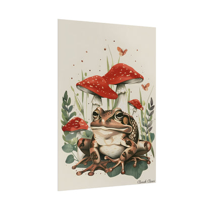 Retro Frog Smile: Colorful Mushroom Friends - Poster