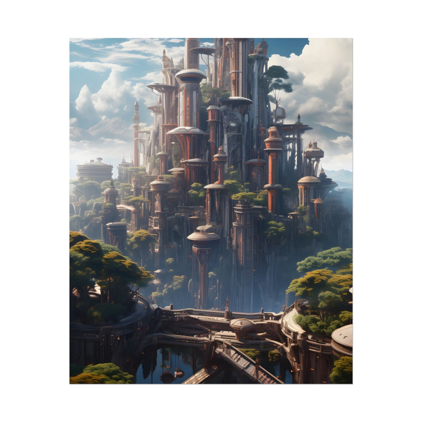 Floating City of Columbia: Breathtaking Modern Urban Landscape - Poster