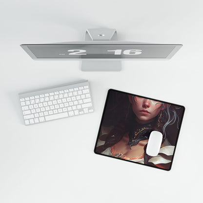 Glamorous Mid-20s Female Portrait: Black Hair Artwork - Desk Mat