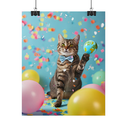Whimsical Cat in Bow Tie: Close-Up Art Print - Poster