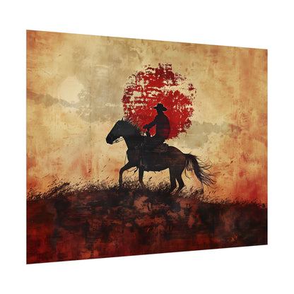 Dynamic Rodeo Scene: Earthy Tones of a Thrilling Ride - Poster
