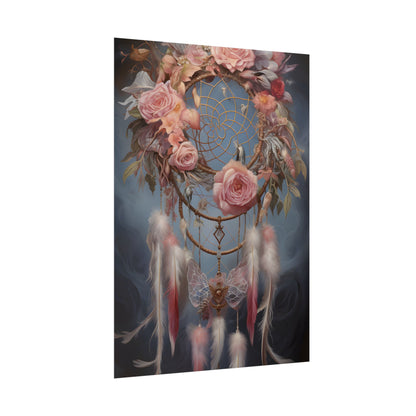 Ethereal Dreamcatcher Realm: Surreal Artwork with Colorful Feathers - Poster