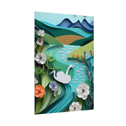 Vibrant Paper Quilling Island: A Beautiful Tropical Landscape - Poster