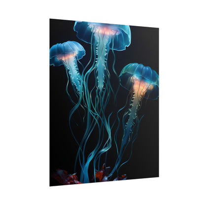 Bioluminescent Oceanic Ballet: Ethereal Underwater Dance - Poster