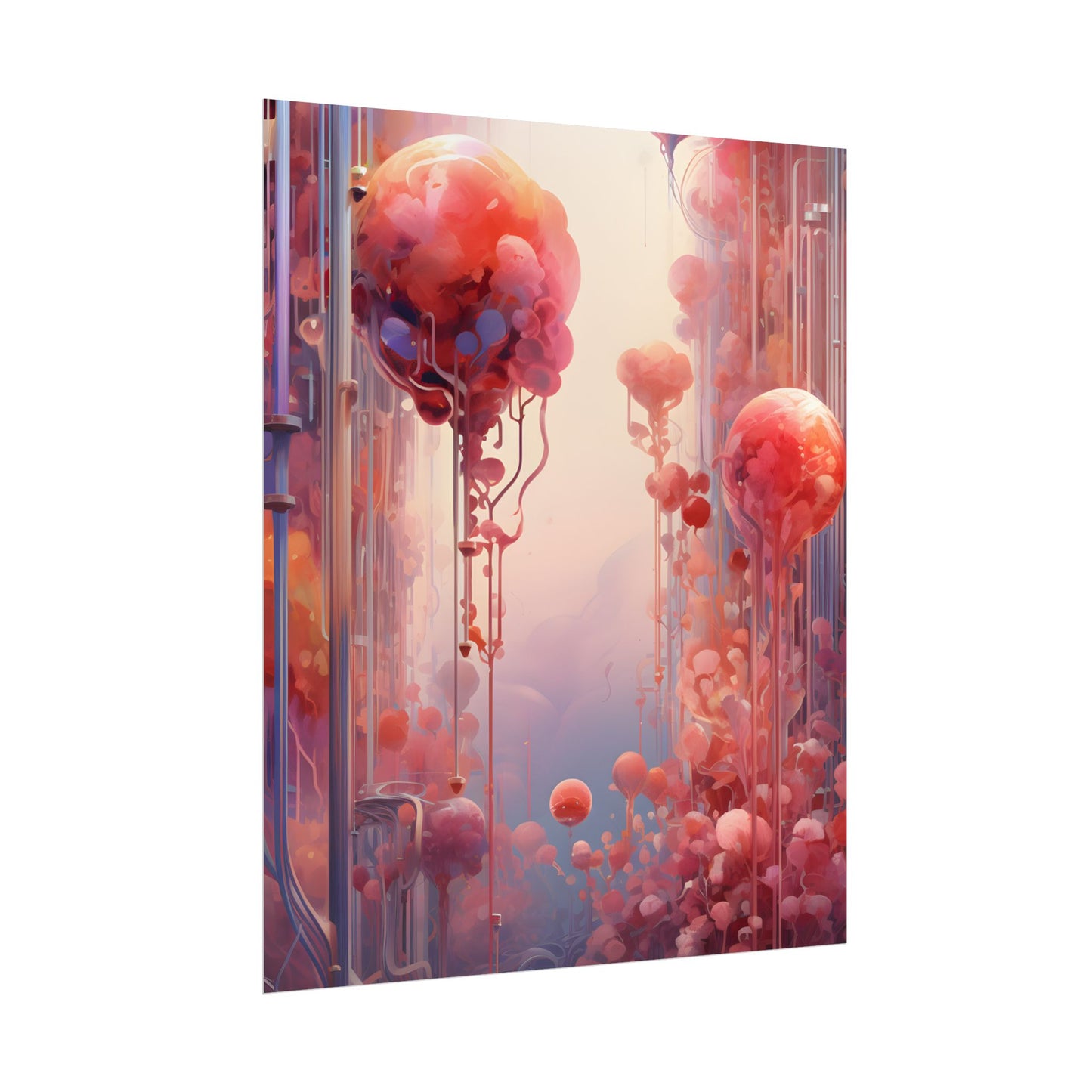 Futuristic Cyber Dreamscape: Abstract Digital Art - Poster
