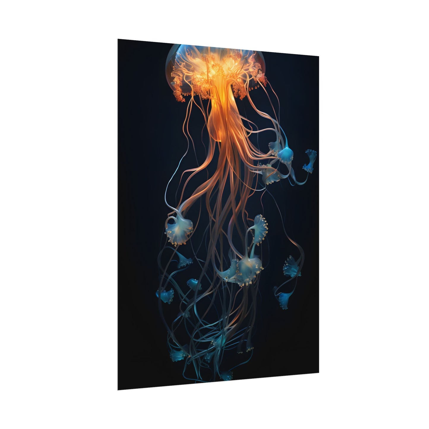 Bioluminescent Oceanic Ballet: Mesmerizing Underwater Scene Artwork - Poster