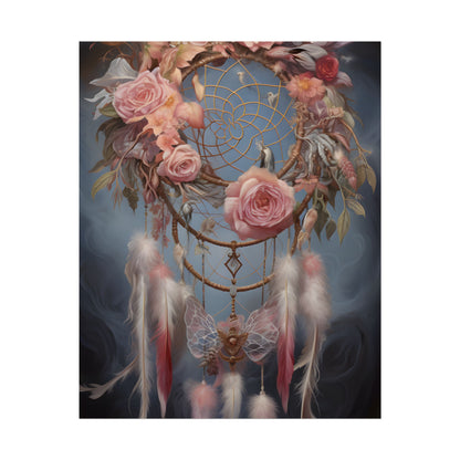 Ethereal Dreamcatcher Realm: Surreal Artwork with Colorful Feathers - Poster