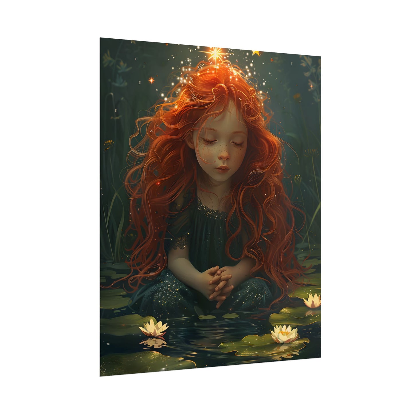 Sparkly Redhead Daydream: Young Girl Digital Art - Poster