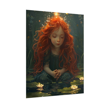 Sparkly Redhead Daydream: Young Girl Digital Art - Poster