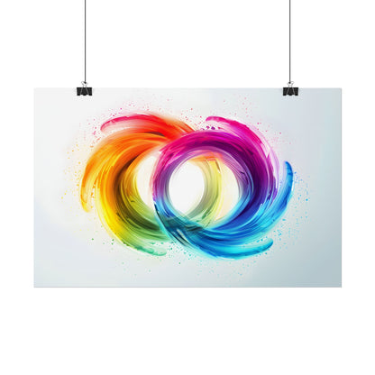 Swirling Colors: Gradient Artwork with Red, Blue, and Yellow Circles - Poster