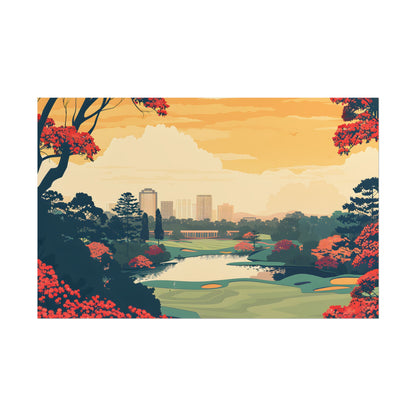 Retro-Style Augusta Georgia Golf Course: Vibrant Illustration Art - Poster