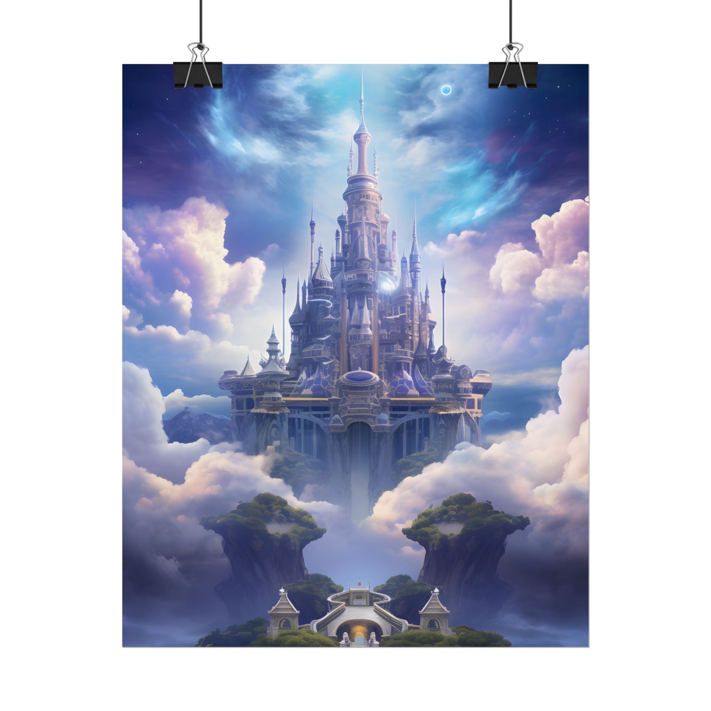 Celestial Fantasy Floating City: Dreamlike Artwork - Poster