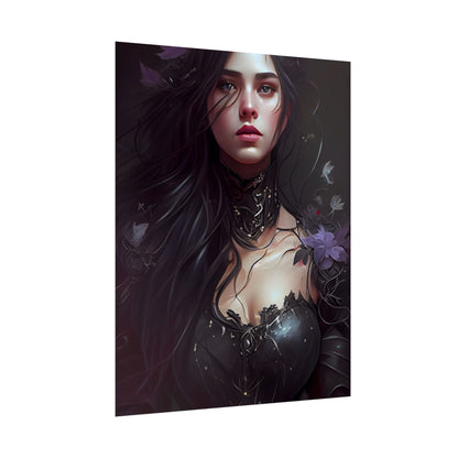 Striking Woman Portrait: Black Hair Artwork - Poster