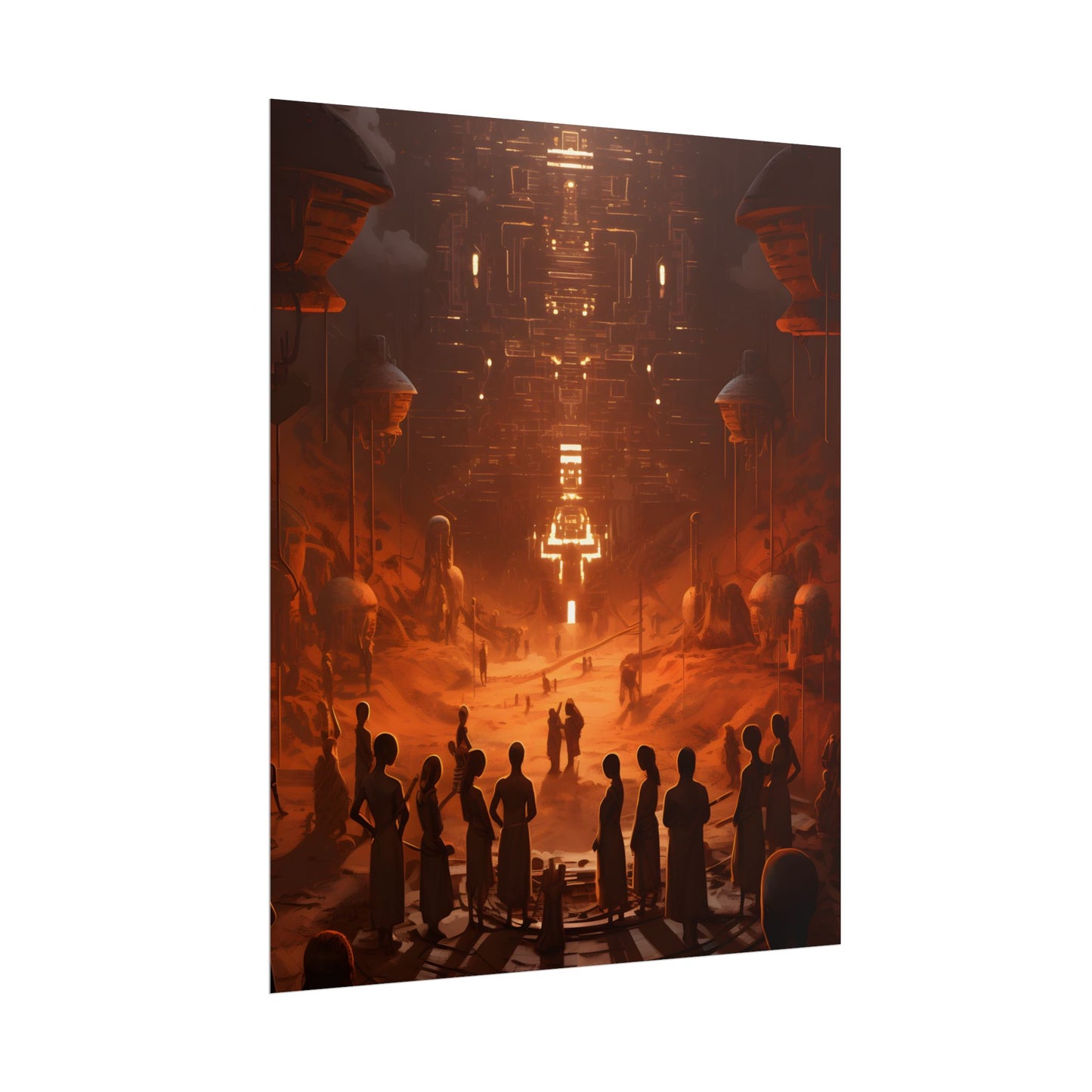 Vibrant Futuristic Tribal Gathering: Digital Art - Poster
