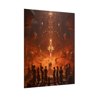 Vibrant Futuristic Tribal Gathering: Digital Art - Poster