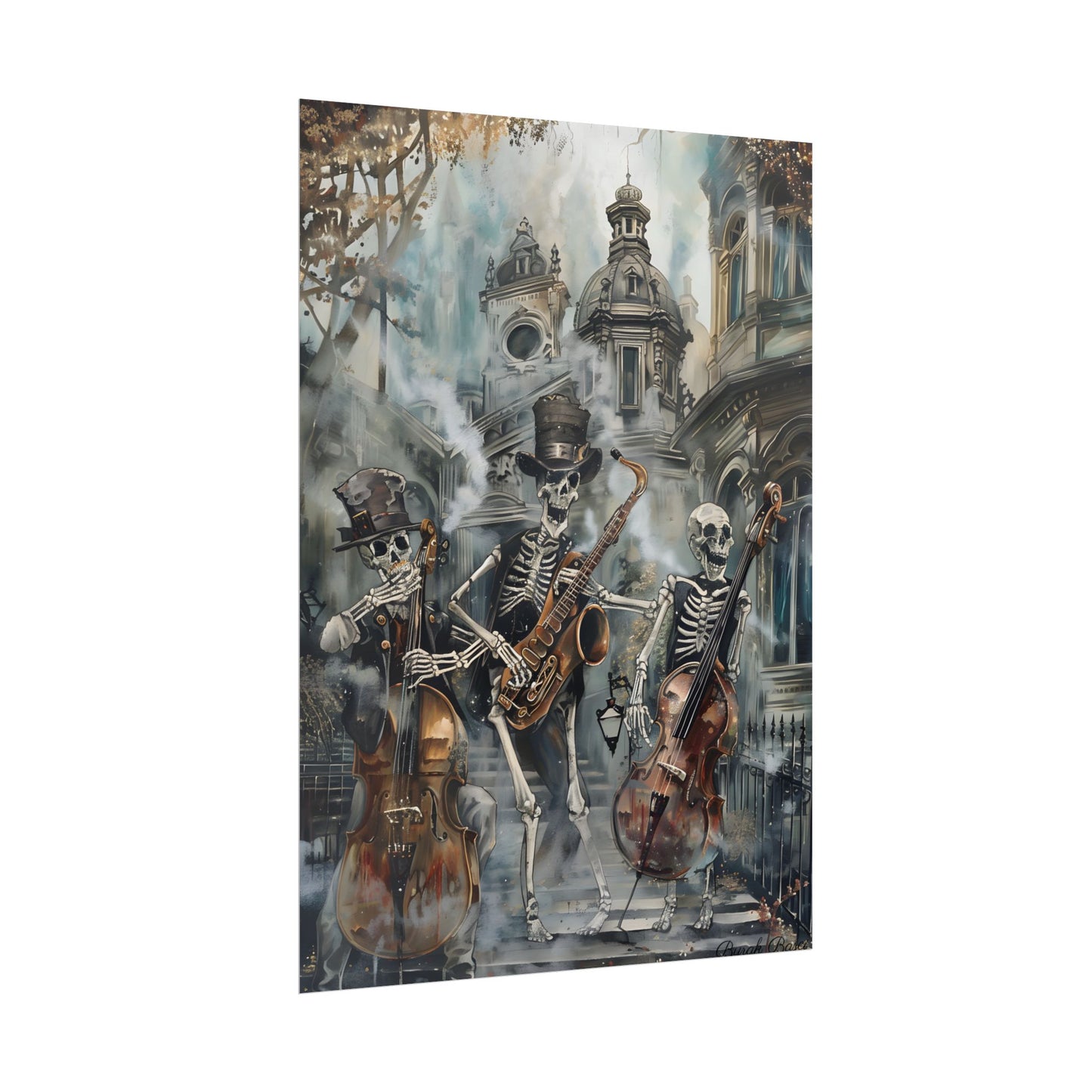 Victorian Lowbrow Jazz: Skeleton Band in Artistic Swing - Poster