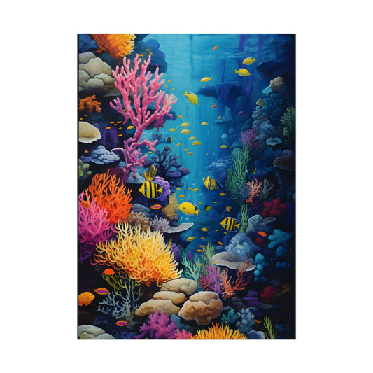 Vibrant Coral Reef Sanctuary: Underwater Artwork - Poster