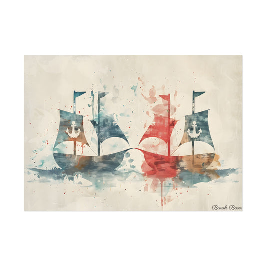 Vintage Nautical Flags: Antique Maritime Heraldry Illustration - Poster