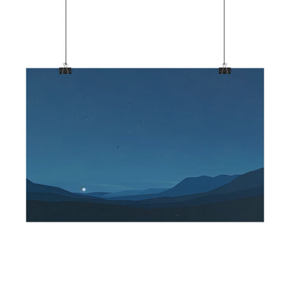 Minimalist Night Sky: Stars and Crescent Moon Art - Poster