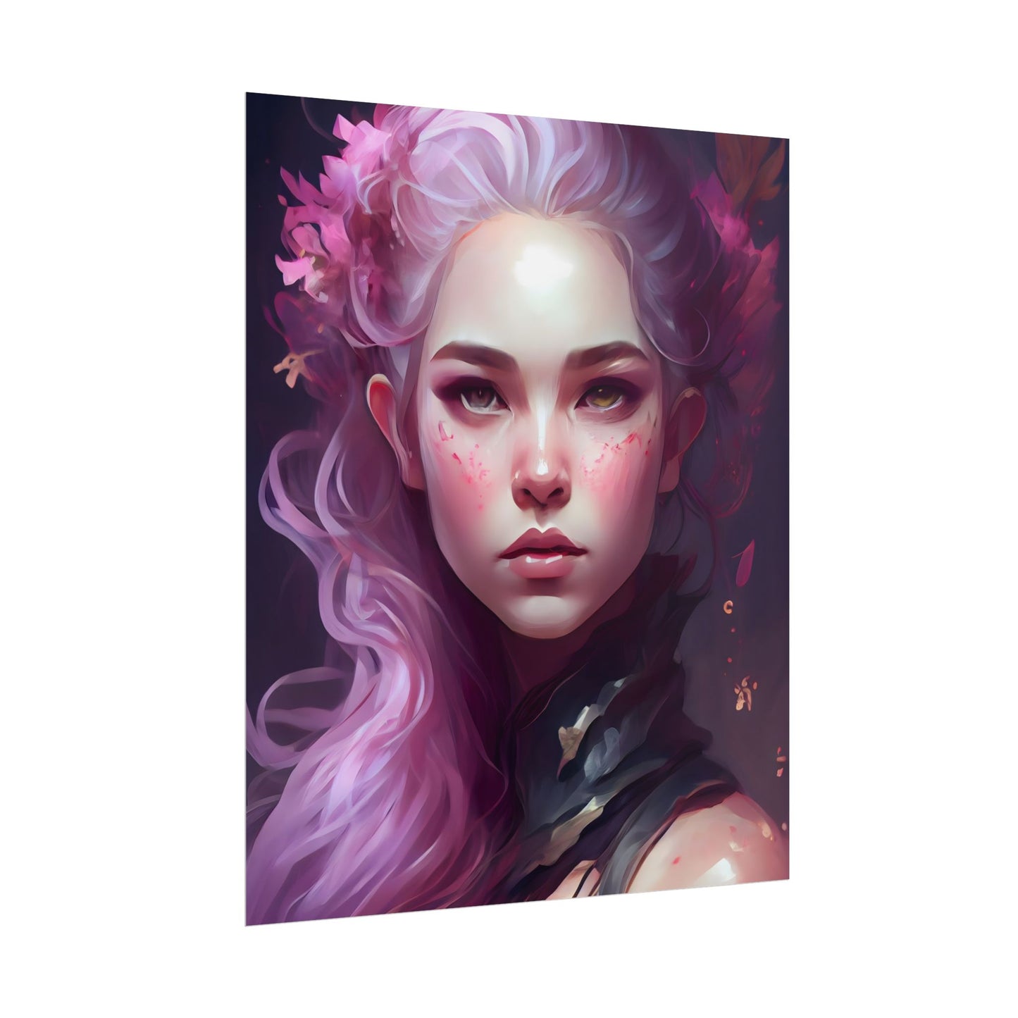 Astonishing Female Portrait with Pink Hair: Dre Artwork - Poster