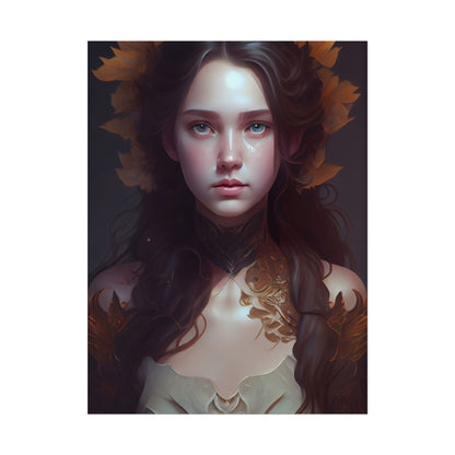 Brown Hair Female Portrait: Artistic Style Digital Art - Poster