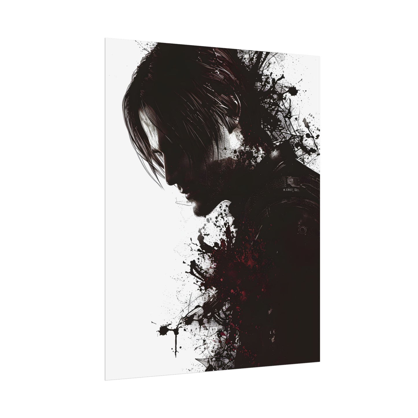 Emerging from Darkness: Blood-Splattered Figure Digital Art - Poster