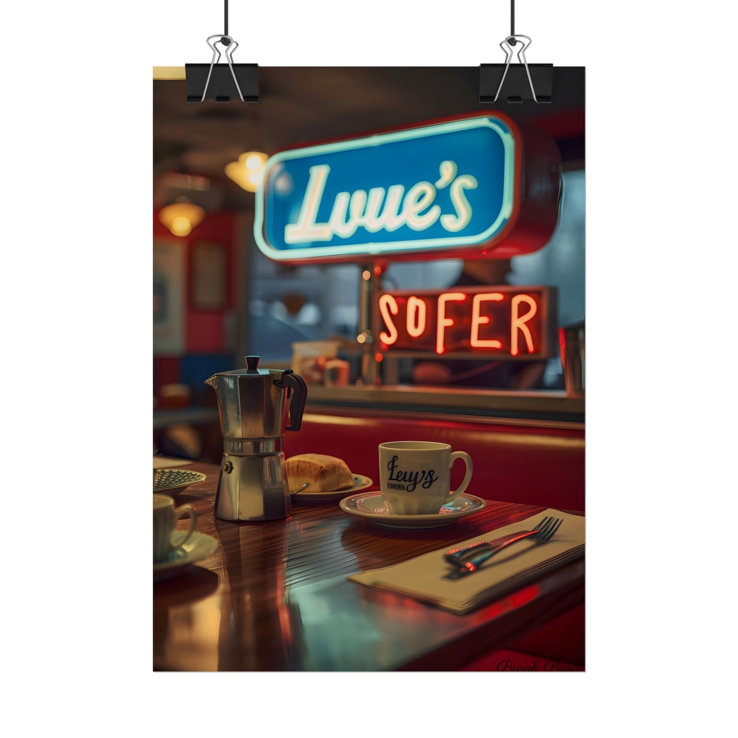 Retro Kitchen Diner Scene: Cozy Coffee Moment - Poster