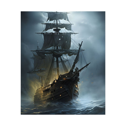 Ghostly Pirate Voyage: Historic Sea Travel Digital Art - Poster
